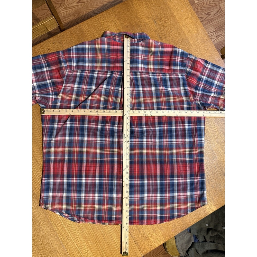 Woolrich Shirt Mens XXL Red Blue Plaid Short Sleeve Button Down 100% Cotton - Picture 7 of 8